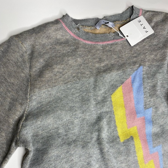 Fate lighting bolt distressed sweater small 
NWT - Picture 2 of 8